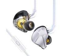 ERSAN-in Ear Monitor CCZ BC04 DD & BA Dynamic Driver Rich Détails Wired HiFiEarphone IEM Deep Bass avec Un câble détachable à 2 Broches pour Le téléphone PC Music Gaming (Argent, avec Micro)