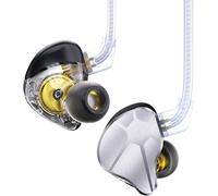 ERSAN-in Ear Monitor CCZ BC04 DD & BA Dynamic Driver Rich Détails Wired HiFiEarphone IEM Deep Bass avec Un câble détachable à 2 Broches pour Le téléphone PC Music Gaming (Argent,sans Micro)
