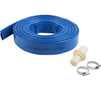 ERSAN-KATSU Layflat Tuyau de Refoulement 20 m x 32 mm, avec 2 Clips et Connecteur, Convient aux Pompes Submersibles et Pompes à eau pour étang de Drainage, Irrigation de Jardin, Piscine, Bleu 664435