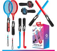 Ersan-Kit 12 En 1 D¿Accessoires Compatibles Nintendo Switch Sports Avec Dragonnes, Raquettes, Sabres Chanbara, Clubs De Golf, Sangles De Jambe Et Manches Universels Pour Joy Con