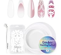 Ersan-Kit De Vernis À Ongles En Gel Ombré, Peinture Colorée, Avec 50 Éponges À Ongles Et 4 Pinces À Ongles En Métal Pour Bricolage Nail Art #03 Blanc