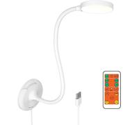 Ersan-Liseuse Lampe De Lecture Led Blanche Avec Télécommande, 3 Couleurs D'éclairage, Applique Murale Chambre Dimmable Avec Base Et Câble Usb De 1.8 Mètre, Minuterie Arrêt Automatique