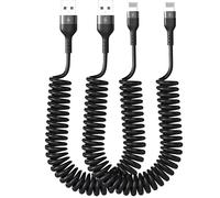 Ersan-Lot De 2 Câbles Spiralés Usb C Vers Lightning Pour Apple Carplay Et Synchronisation Des Données,Usb C Vers Lightning,Pour Iphone 16,15,14, 13, 12, 11 Pro Max, Plus, X, Xs, 8, 7, 6 Plus