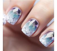 Ersan-Lot De 24 Faux Ongles Carrés À Presser - En Acrylique - Couverture Complète - Géométrie - Violet Dégradé - Pour Femme