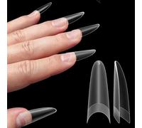Ersan-Lot De 320 Faux Ongles Ovales Russes En Forme D'amande - Gel Souple En Acrylique - Pour Manucure Russe - Bords Sculptés 3d - Extra Longs - Xl Xxl - Double Mat - Pointe Française Pré-Limée -