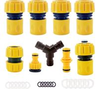 ERSAN-Lot de 9 Raccord Tuyau D'arrosage 3/4"" 19mm,Kit de Raccordement de Robinet Tuyau de Jardin -Raccord D'arrosage Rapide,Double Mâle,Séparateur en Y,2en1 Robinet Filetage,Joint de Réparation de Tu