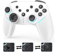Ersan-Manette Switch Sans Fil Pour Nintendo Switch/Lite/Oled/Pc, Manette Switch Pro Avec Led Rgb 9 Couleurs,Batterie 950 Mah,Programmable,Wake Up,Turbo,6 Axis Gyro,Dual Vibration,Blanc