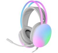ERSAN-MH-Glow, Casque 360° Full Chroma RGB Flow, Microphone Réduction de Bruit, Mousse à Mémoire de Forme, Windows/PS4/PS5/XBOX Series XS/One/Mac/Switch/Switch 2/Smartphone/Tablette, Blanc
