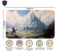 Ersan-- Minas Tirith (Bords Cousus) - Tapis De Cartes Magic - Tapi De Jeu Magic The Gathering - Playmat Pour Jouer À Mtg, Le Seigneur Des Anneaux, Tcg - Tapis De Jeu De Société