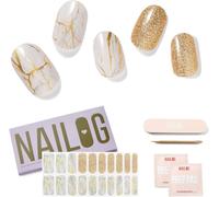 Ersan-Nailog Ongles Autocollants Adhesif - 20pcs Stickers Ongles - Faux Ongles En Gel Uv Semi Durci, Extra Long Brillante Et Durable French Nail Art, Nail Stickers,Cadeau Anniversaire Femme, White Ma