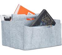 Ersan-Panier En Feutre Journaux Magazine Corbeille Pliable Rangement Poignées 2 Compartiments Hxlxp: 22 X 32 X 29 Cm, Gris