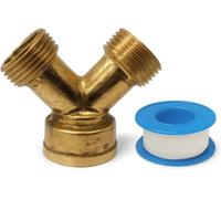 ERSAN-PipeSan Raccord en ¿Y¿ 3/4"" BSP ¿ Entrée F3/4"" vers 2 sorties M3/4"" ¿ Laiton massif (Brass) anti-corrosion ¿ Connector 2 voies robinet jardin, plomberie, irrigation ¿ Ruban PTFE inclus