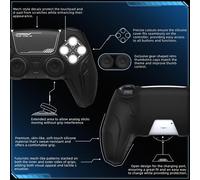 ERSAN-PlayVital pour ps5 Manette Coque Protection Accessoire avec Capuchon pour ps5 Controller Housse Silicone Cover Skin Compatible avec Station de ChargeÉdition CyberMech-Noir
