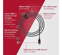 ERSAN-pour Xbox / PS5 2x câbles usb c charge rapide de 4 m pour Xbox Series S (XSS)/ Xbox Series X (XSX) & Sony PlayStation 5 Câble de manette PS 5 pour manette Dualsense