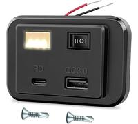 Ersan-Prise Chargeur Usb De Voiture Pd3.0+Qc3.0 Avec Interrupteur Et Veilleuse Led, Dc12v-26v Panneau De Double Usb Charge Rapide Adaptateur Pour Camping Car Moto Camion Accessoire