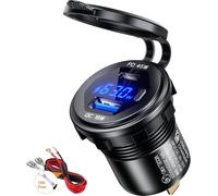Ersan-Prise De Chargeur De Voiture 18w Qc3.0 Usb Et 45w Pd Type C Avec Voltmètre Numérique Led Et Interrupteur Étanche Pour 12v-24v Voitures Bateaux Moto