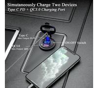 ERSAN-Prise de Chargeur Voiture USB C 36W QC3.0 et PD avec Voltmètre Numérique LED Interrupteur Étanche pour 12V-24V Voitures Bateaux Moto 2 Pièces