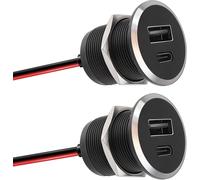 Ersan-Prise Usb 12v Chargeur Camping-Car, Tout En Aluminium Double Port Prise Usb-C 24w Pd3.0 Et Qc3.0 Pour Bateau Marine Camion Caravane Véhicule (Petit 2pcs)