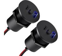 Ersan-Prise Usb C 12v Camping-Car Encastrable Aluminium, Double Prise Avec Interrupteur Et Lumière Bleue 12 Volt Voiture Pd3.0 Et Qc3.0 Charge Rapide Pour Bateau Marine Camion Caravane, 2 Pièces