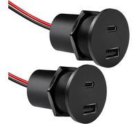 Ersan-Prise Usb C 12v Camping-Car Encastrable Aluminium, Double Prise Usb C Chargeur 12 Volt Voiture Pd3.0 Et Qc3.0 Charge Rapide Pour Bateau Marine Camion Caravane, 2 Pièce