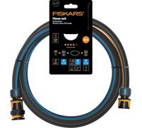 ERSAN-Set de Tuyaux pour Dévidoir, 2 Raccords de tuyau et raccord de robinet, Taille universelle, Résistance à la torsion niveau 4 (sur 5), 1,8 m, Ø 1,3-1,5 cm (1/2-5/8''), Noir/Orange/Bleu, 1057621
