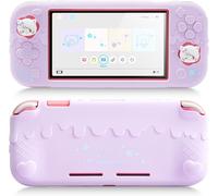 ERSAN-Silicone Protective Shell Compatible with Switch Lite, Sweet Soft Ice Cream Cover Case for Switch Lite with 2 Thumb Grip Caps - Purple Mikko