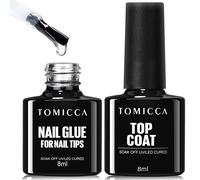 Ersan-Top Coat Et Colle Ongle 8 En 1, No Wipe Top Coat Semi Permanent, Nail Builder Gel, Gummy Base Gel Ongles Pour Américaine, Soak Off Gel Uv Led, Manucure Kit 8 Ml 2 Pcs