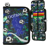 ERSAN-Trousse à crayons - Trousse à 2 compartiments - Trousse d'écolier - Trousse à crayons remplie, Football, Trousse à crayons
