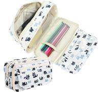 Ersan-Trousse Scolaire, Trousse Grande Capacité À 4 Compartiments, Une Jolie Trousse Ecole En Forme De Chat, Adaptée Aux Filles, Aux Garcon, Aux Enfant, Aux Primaire Et Aux College