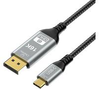 ERSAN-USB-C Thunderbolt 4 à DisplayPort 2.1 2m 12Bit Ultra HD 16K Vidéo USB 4.0 Thunderbolt 5 DP 2.0 Câble 16K (15360x8640)@60Hz 4K@240Hz 8K@120Hz Port d'affichage 2.1 Compatible Avec MacBook