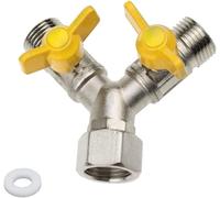 ERSAN-Vanne d'adaptateur 3 voies en laiton Y-Distributor 1/2"" Y Adaptateur de douche pour lave-linge, salle de bain, cuisine, tuyau d'arrosage (7 x 8,5 cm)