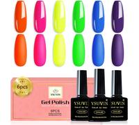 Ersan-Vernis Semi Permanent, 6 Couleurs Néon Semi Permanent, Rose Vert Jaune Orange Marine Blu Violet Printemps D'été Vernis À Ongles Soak Off Uv/Led Vernis Gel Nail Art, Cadeaux Beauté