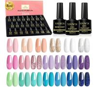 Ersan-Vernis Semi Permanent Kit, 23pcs Printemps Été Bleu Rose Violet Paillettes Pastel Vernis Gel Soak Off Uv Lot Vernis À Ongles 20couleurs Avec Base Et No Wipe Top Coat, Matte Top Coat, 8ml