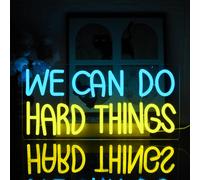 ERSAN-We Can Do Hard Things Enseignes au Néon Panneau Néon Lettre USB pour Salle de Classe, Chambre à Coucher, Bureau, Salle de Classe, Bibliothèque, Club de Lecture, Café