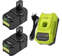 Ersatzakku für Ryobi 18 V 5,5 Ah und BCL14181H 9,6 V - Ersatz-Akkuladegerät 18V für Ryobi RB18L50 RB18L40 RB18L30 RB18L25 RB18L20 RB18L15 P108 P189 P190 P191 P192 etc. (grün) (Vert)