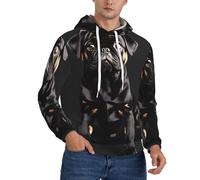 ERSDWRE Adorable chien carlin noir - échelle standard-2_00x - Sweats à capuche confortables à imprimé pour adultes et hommes - Pull à capuche en polaire à manches longues avec poches, Noir , M