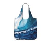 ERSDWRE Big Sea Wave Sac de rangement pour épicerie Impression HD | Sacs d'épicerie réutilisables pliables en polyester léger et lavable Grand sac fourre-tout pour le shopping quotidien