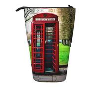 ERSDWRE British Phone Booth Trousse à crayons télescopique Kawaii Papeterie Sac à fermeture éclair Pochette à crayons Stand Up