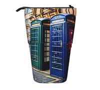 ERSDWRE British Phone Booth Trousse à crayons télescopique Kawaii Papeterie Sac à fermeture éclair Pochette à crayons Stand Up