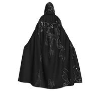 ERSDWRE Cape à capuche noire avec imprimé carte du monde pour homme et femme - Cape médiévale pour cosplay