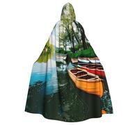 ERSDWRE Cape à capuche pour homme et femme Motif lac avec bateaux, canoës, parc, Halloween, cape médiévale, déguisements, cosplay