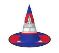ERSDWRE Chapeau de sorcière imprimé drapeau du Cambodge - Accessoires de cosplay pour Halloween, Noël, carnavals, bal masqué