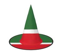 ERSDWRE Drapeau de la République Tchétchène Imprimé Chapeau de sorcière Chapeau de magicien Accessoires Cosplay pour Halloween, Noël, carnavals, bal masqué