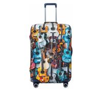 ERSDWRE Housse de bagage élastique avec impression de guitares acoustiques et colorées, convient aux accessoires de voyage de 45,7 à 81,3 cm, Noir , M