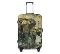 ERSDWRE Housse de bagage élastique avec imprimé éléphants naturels pour valises de 45,7 à 81,3 cm, accessoires de voyage, Noir , L