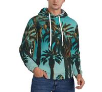 ERSDWRE Los Angeles Palm Trees Print Sweatshirts confortables pour adultes et hommes Sweat à capuche en polaire à manches longues avec poches, Noir , XS
