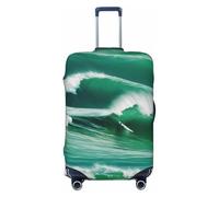 ERSDWRE Ocean Green Wave Surf 02 Housse de bagage élastique pour valise de 45,7 à 81,3 cm Accessoires de voyage, Noir , M