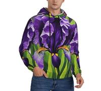 ERSDWRE Purple Iris01 Pull à capuche élégant avec poche pour homme Sweat à capuche à manches longues pour adulte, Noir , XL