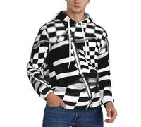 ERSDWRE Sweat à capuche en polaire à manches longues avec poches et imprimé drapeaux de course pour adultes et hommes, Noir , XXL