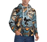 ERSDWRE Sweat à capuche en polaire à manches longues avec poches pour homme et adulte Motif puzzle, Noir , XXL
